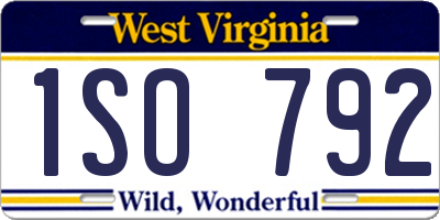 WV license plate 1SO792