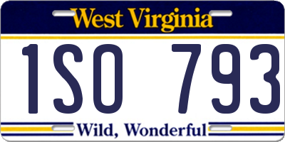 WV license plate 1SO793