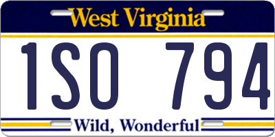 WV license plate 1SO794