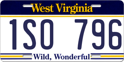 WV license plate 1SO796