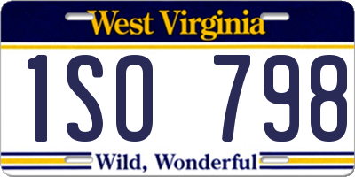 WV license plate 1SO798