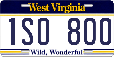 WV license plate 1SO800