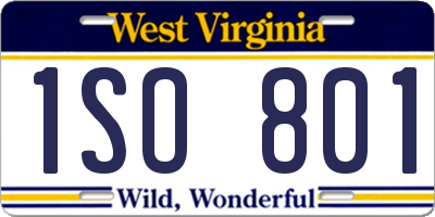 WV license plate 1SO801