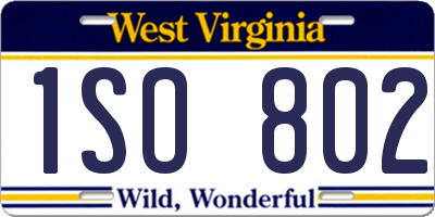 WV license plate 1SO802