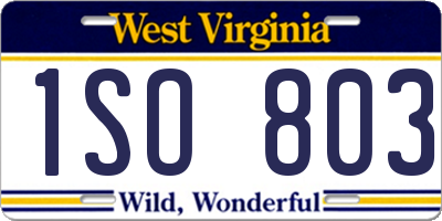 WV license plate 1SO803