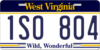 WV license plate 1SO804