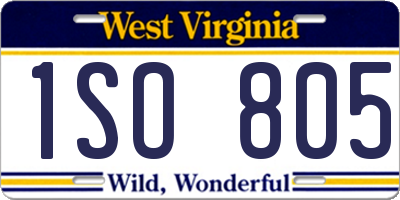 WV license plate 1SO805