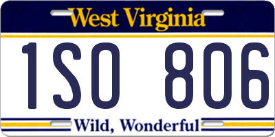 WV license plate 1SO806