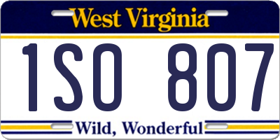WV license plate 1SO807