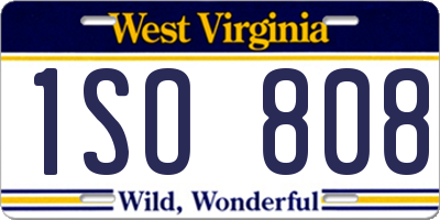 WV license plate 1SO808