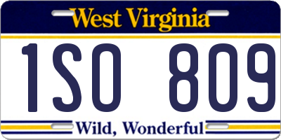 WV license plate 1SO809