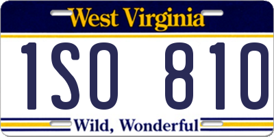 WV license plate 1SO810
