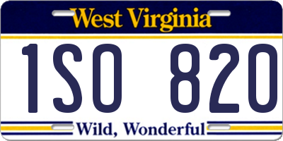 WV license plate 1SO820