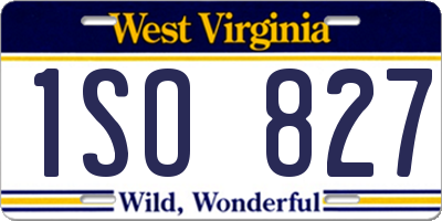 WV license plate 1SO827