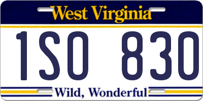 WV license plate 1SO830