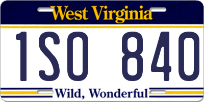 WV license plate 1SO840