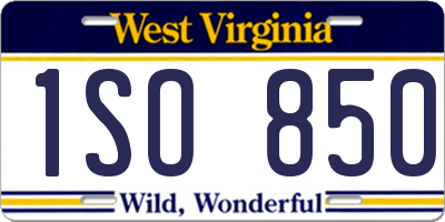 WV license plate 1SO850