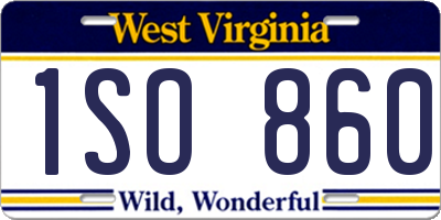 WV license plate 1SO860