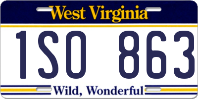 WV license plate 1SO863