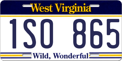 WV license plate 1SO865