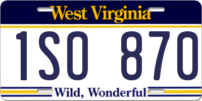 WV license plate 1SO870