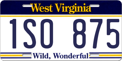 WV license plate 1SO875