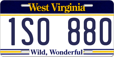 WV license plate 1SO880