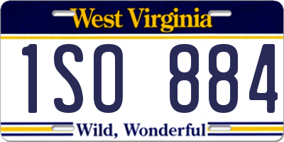 WV license plate 1SO884