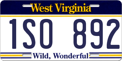 WV license plate 1SO892