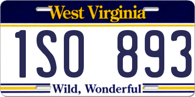 WV license plate 1SO893
