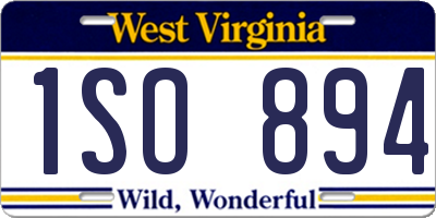 WV license plate 1SO894