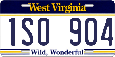WV license plate 1SO904