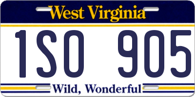 WV license plate 1SO905