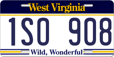 WV license plate 1SO908