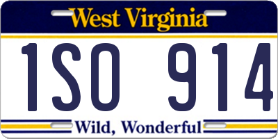 WV license plate 1SO914