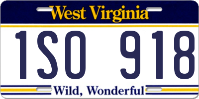 WV license plate 1SO918