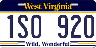 WV license plate 1SO920
