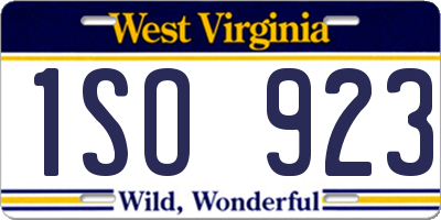 WV license plate 1SO923
