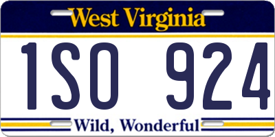 WV license plate 1SO924