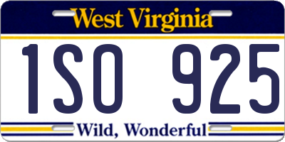 WV license plate 1SO925