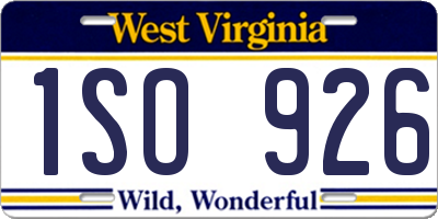 WV license plate 1SO926