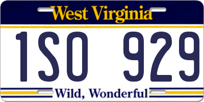 WV license plate 1SO929