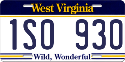 WV license plate 1SO930