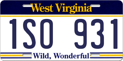 WV license plate 1SO931