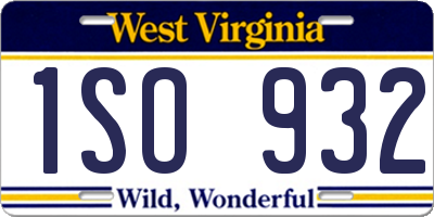 WV license plate 1SO932