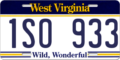 WV license plate 1SO933