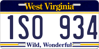 WV license plate 1SO934