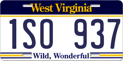 WV license plate 1SO937