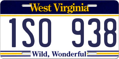 WV license plate 1SO938