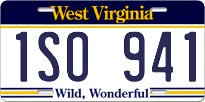 WV license plate 1SO941